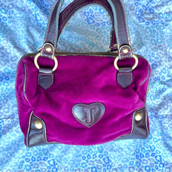 Vintage Purple Juicy Couture Purse Handbag Satchel Bag Y2K Velour Mcbling - Picture 3 of 11